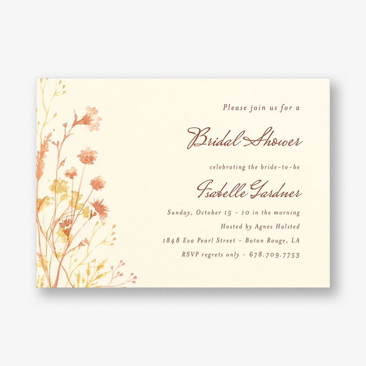 Autumn Dried Floral Bridal Shower Invitation