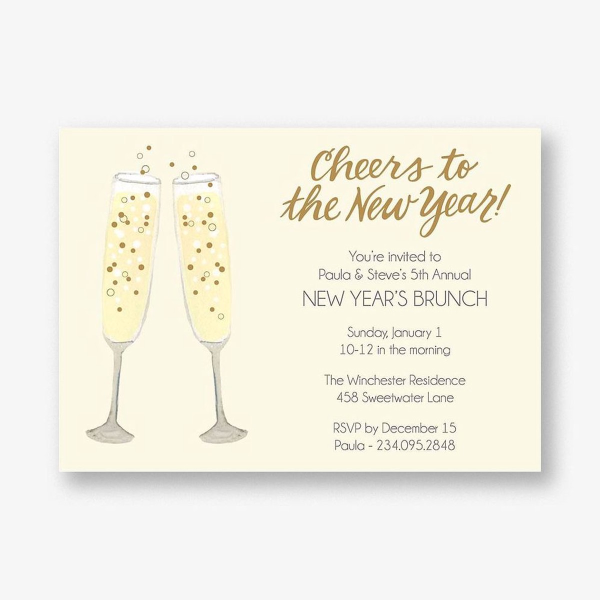 Champagne Glasses Holiday Party Invitation
