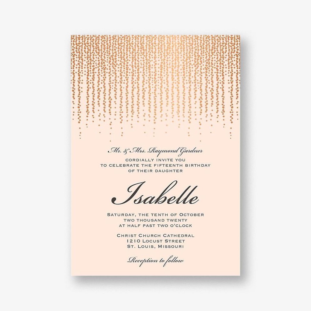 Chandelier Foil Quinceaera Invitation