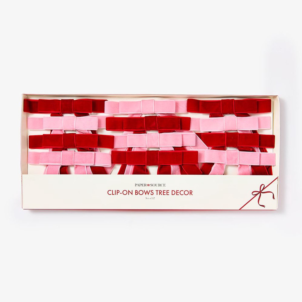 Clip On Velvet Bow Tree Decor, Set of 12