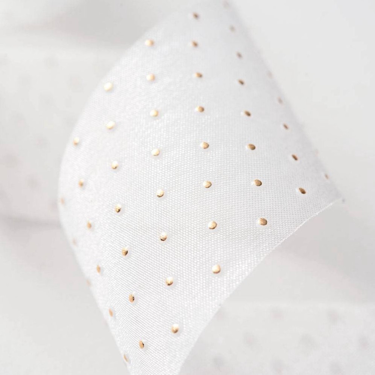 Crystal Sheer with Gold Dots 1.5″ 10yds
