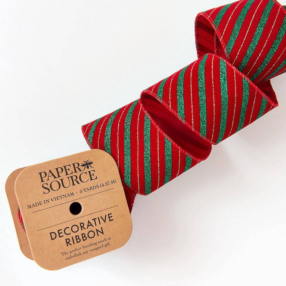 Glitter Diagonal Stripe Wired Ribbon 2.5″ 8 YD