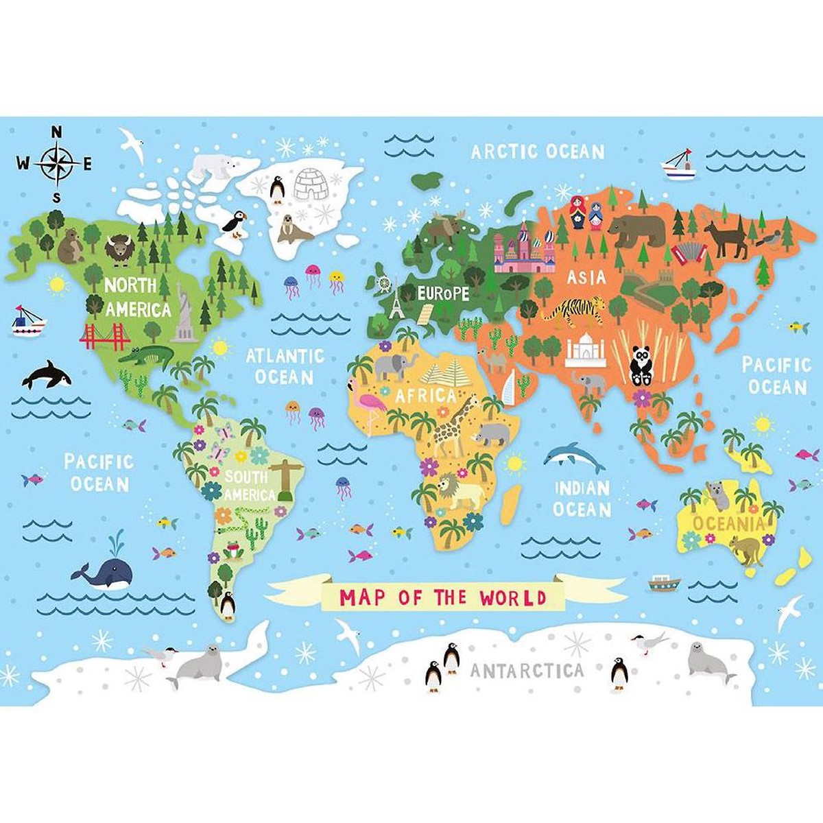 Kid’s Map Of The World Flat Wrap