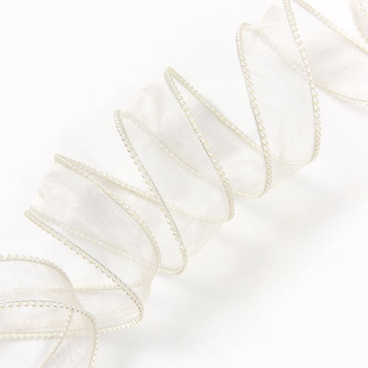Pearle Cream Wired Ribbon 1.5″ 5YD