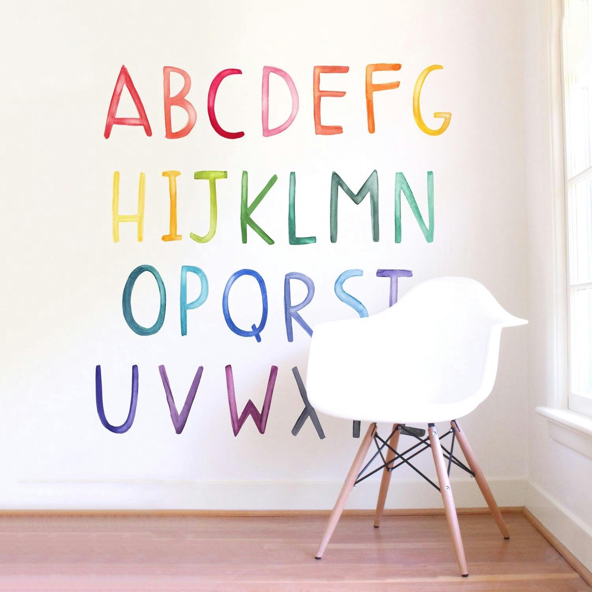 Watercolor Alphabet Uppercase  Rainbow  Peel-and-Stick Wall Decals