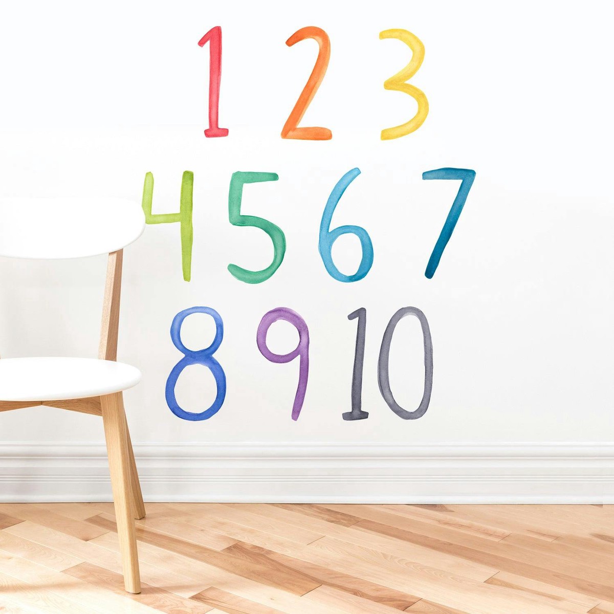 Watercolor Numbers  Rainbow  Peel-and-Stick Wall Decals