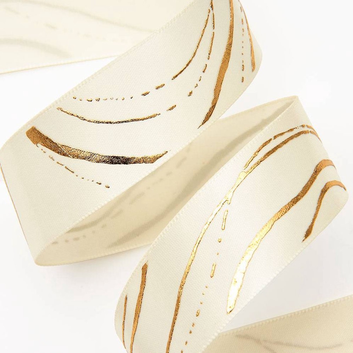 Cream/Gold Marble Ribbon 1″ 10 YD