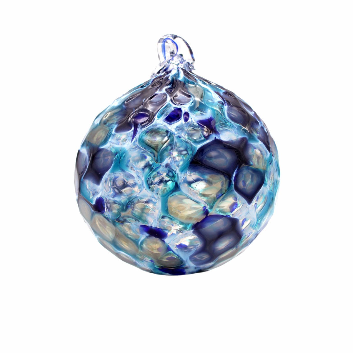 Glass Round Ornament: Blue Mix