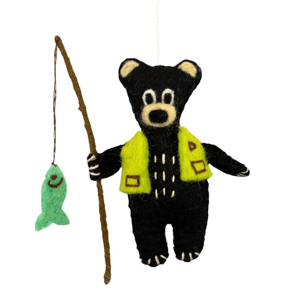 Handmade Wool Ornament: Camp Bear