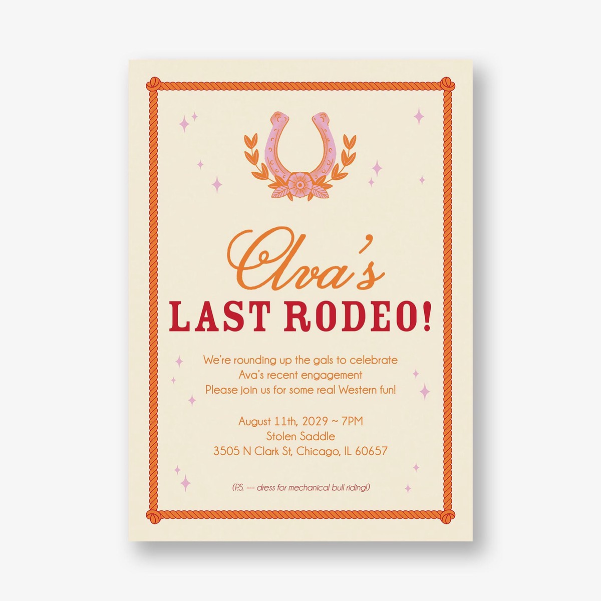 Last Rodeo Bachelorette Party Invitation