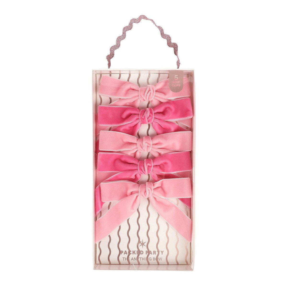 Pink Velvet Clip-On Bow Set (5 count)