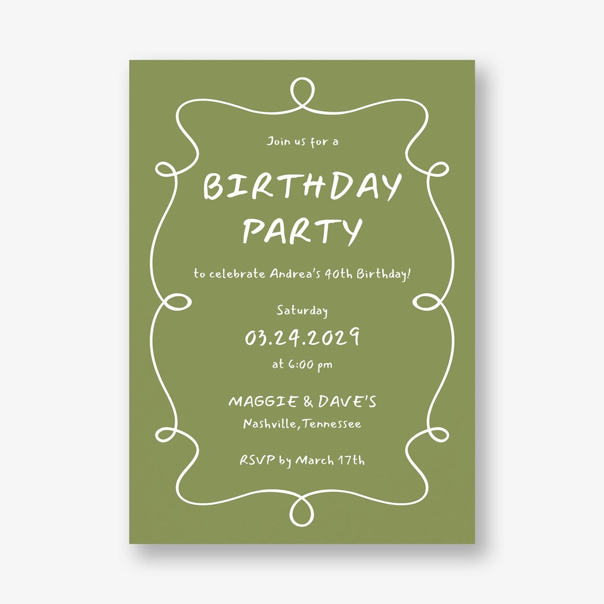 Doodle Border Party Invitation