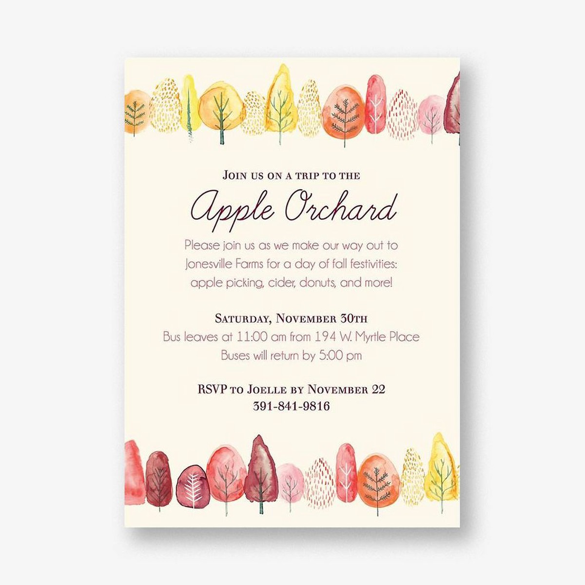 Fall Trees Party Invitation