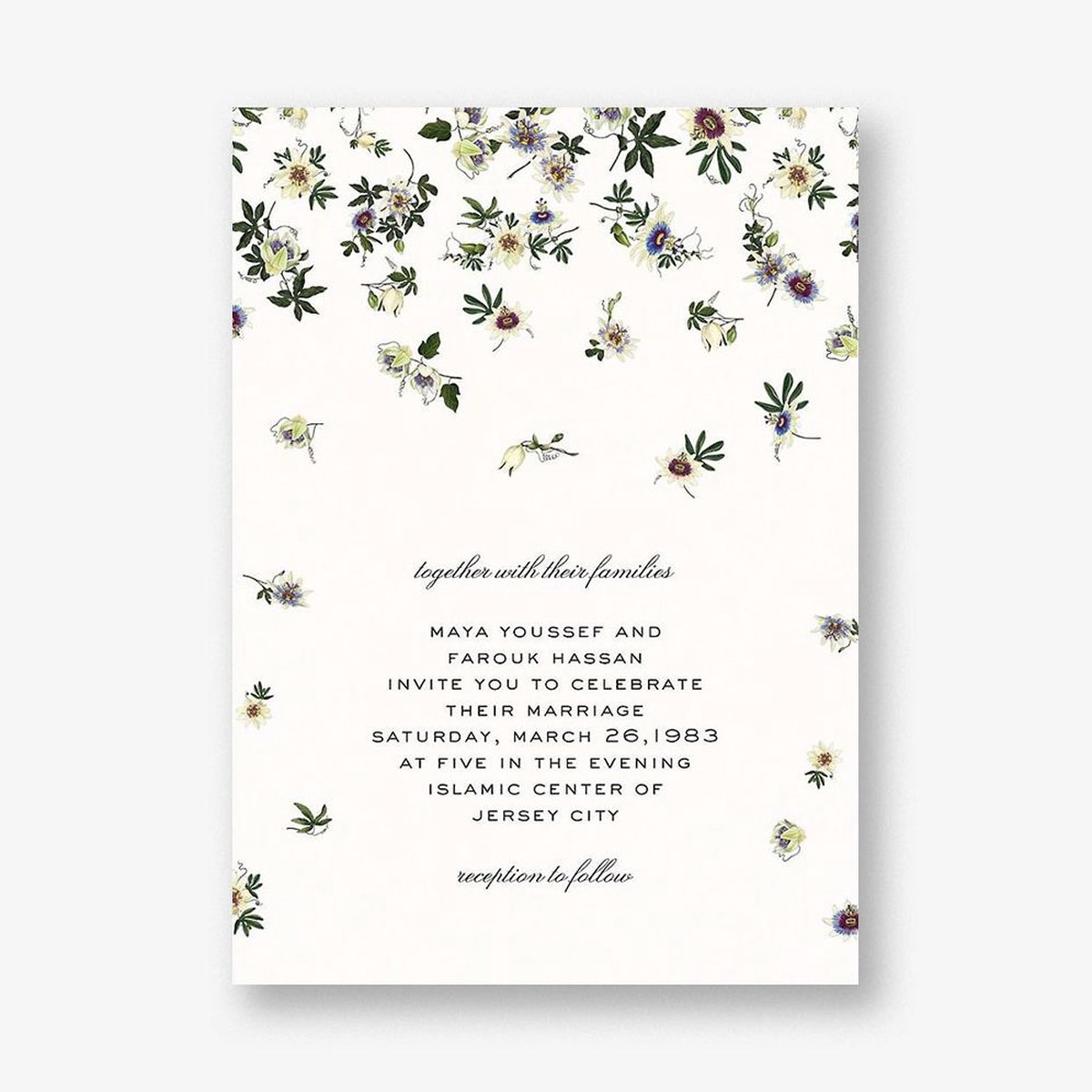 Passiflora Caerulea Cream Wedding Invitation