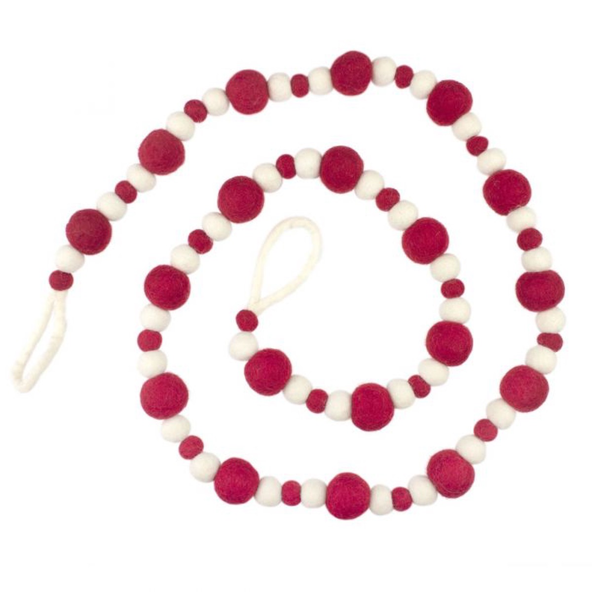 Red & White Holiday Wool Felt Garland