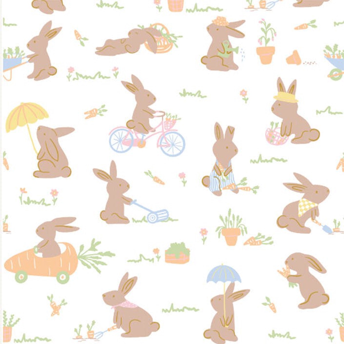 Springtime Bunnies In The Garden Large Napkins