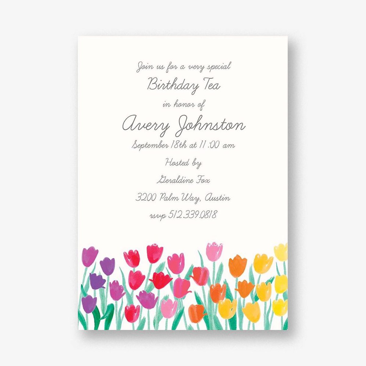 Tulip Birthday Party Invitation