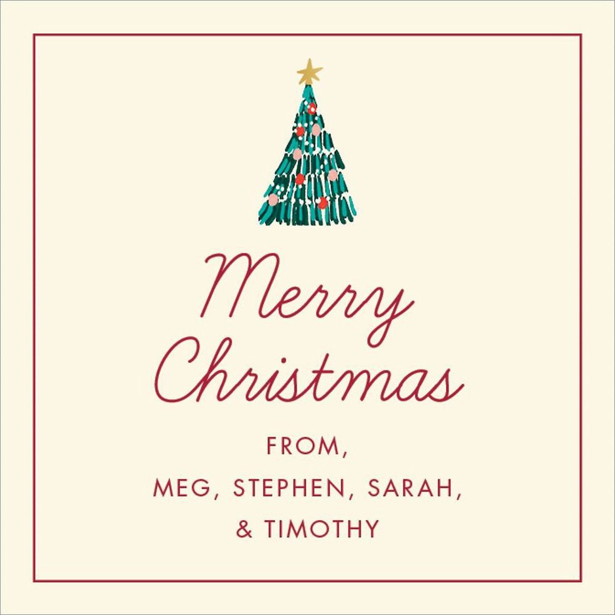 Vintage Garland Tree Holiday Gift Tag Label