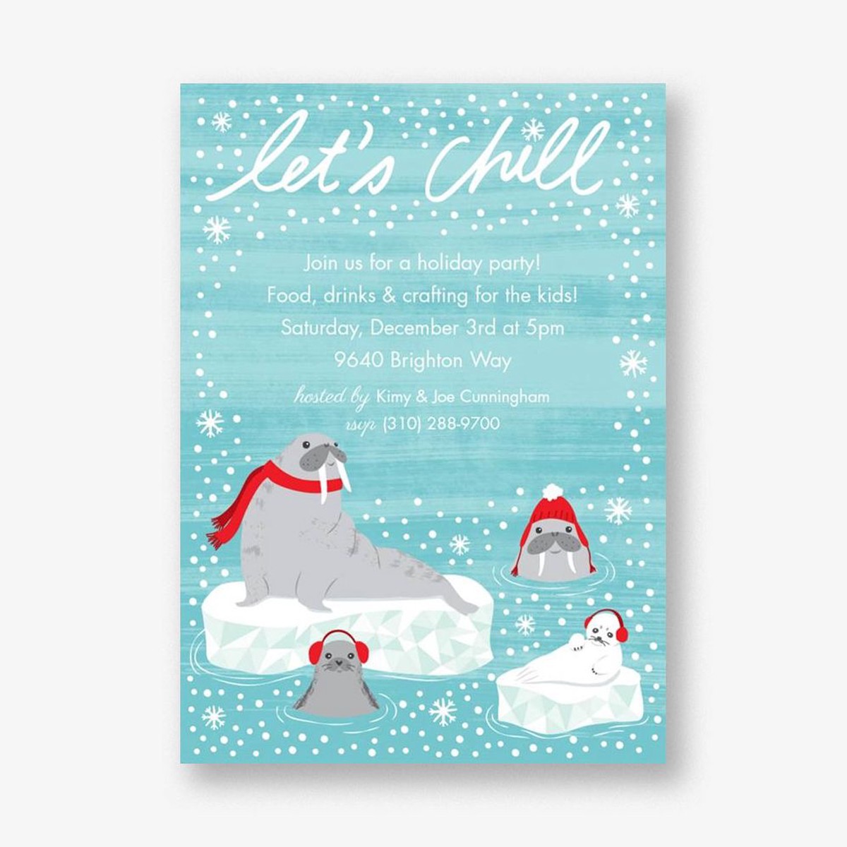 Arctic Critters Holiday Party Invitation