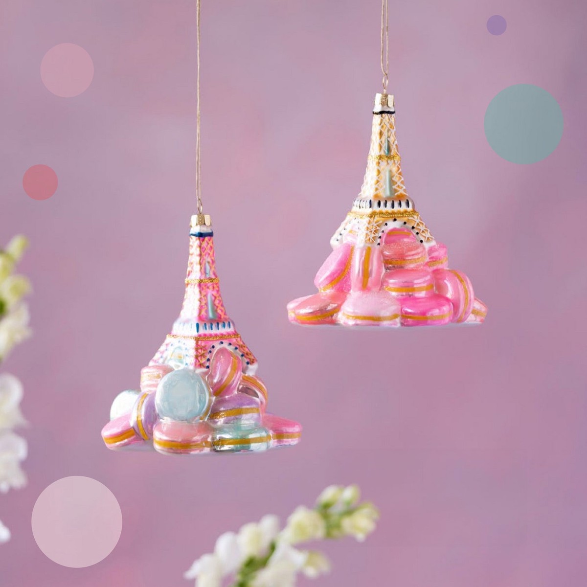 Glass Ornament: Eiffel Tower & Macarons