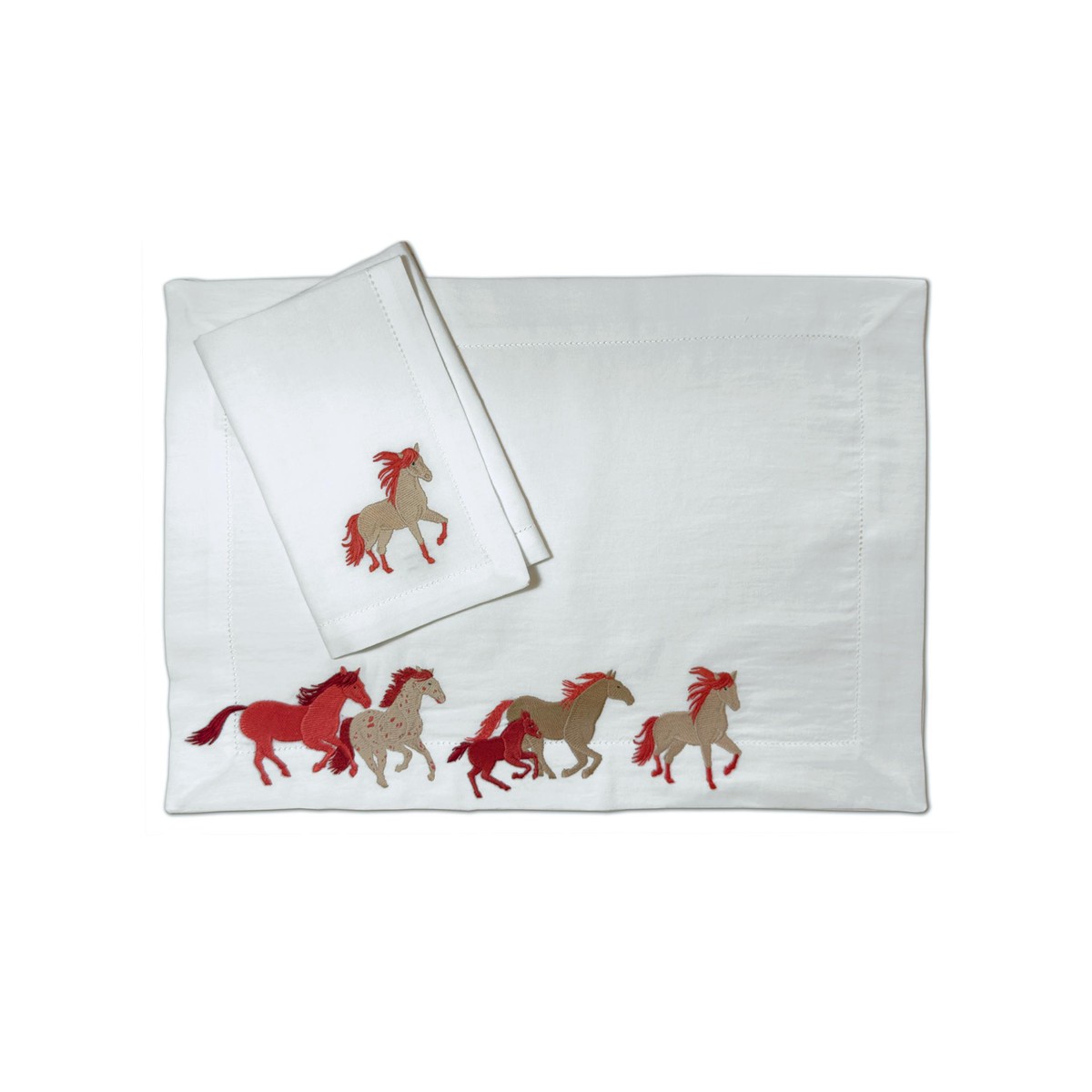 Placemat & napkin – Cavalcade embroidery