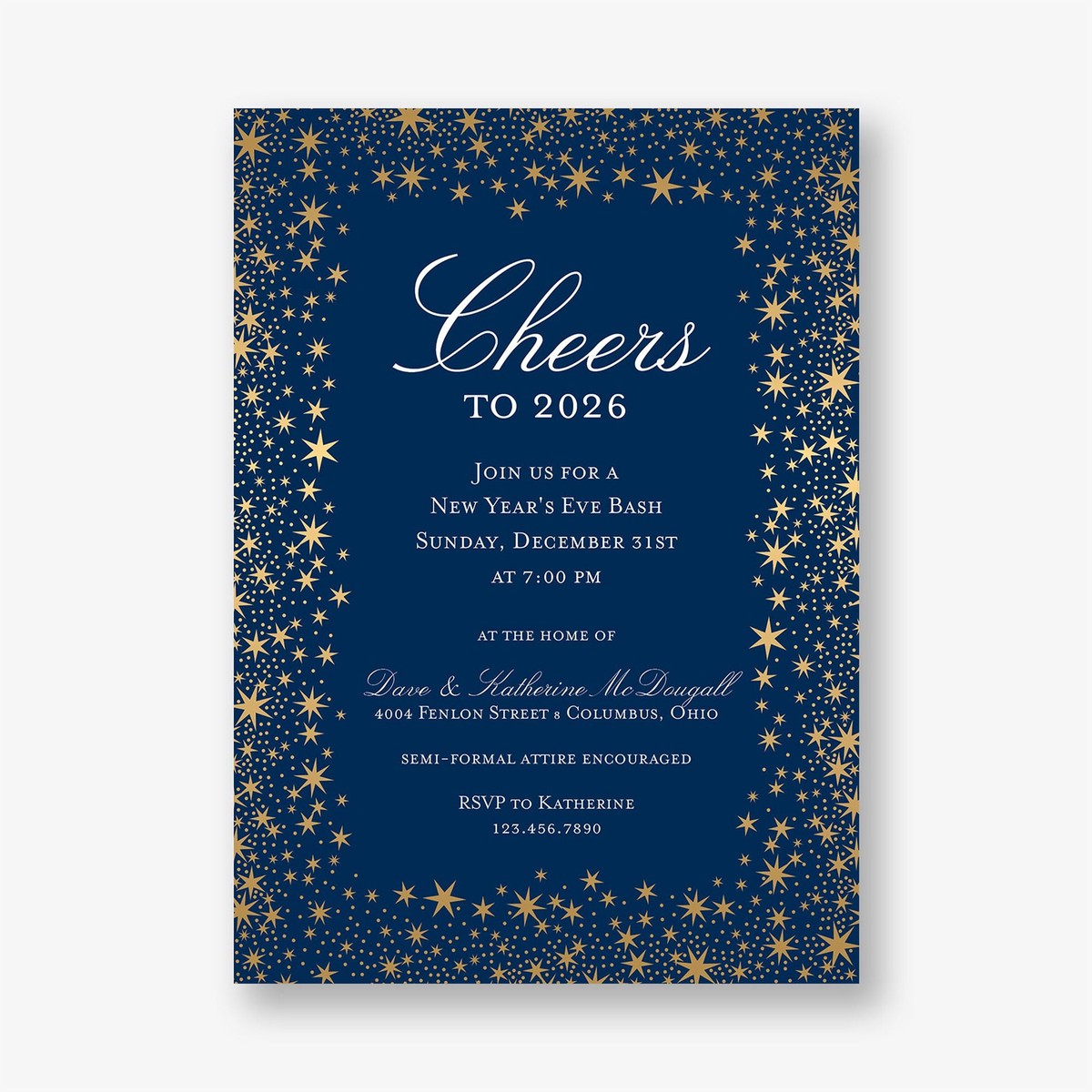 Star Border Foil Party Invitation