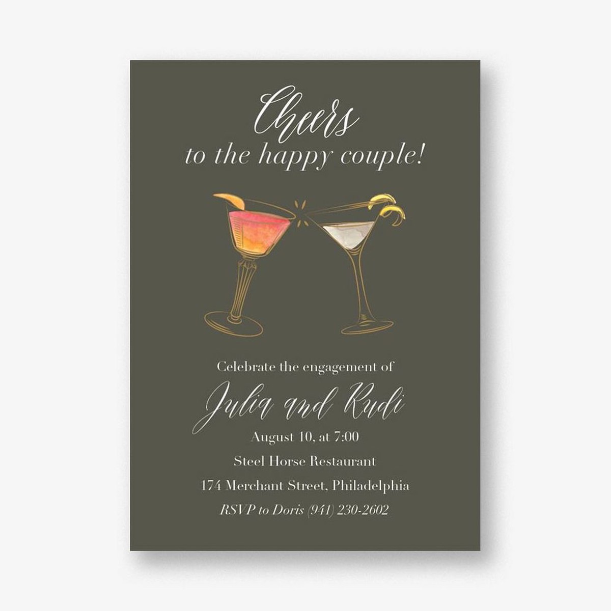 Cocktails Engagement Party Invitation