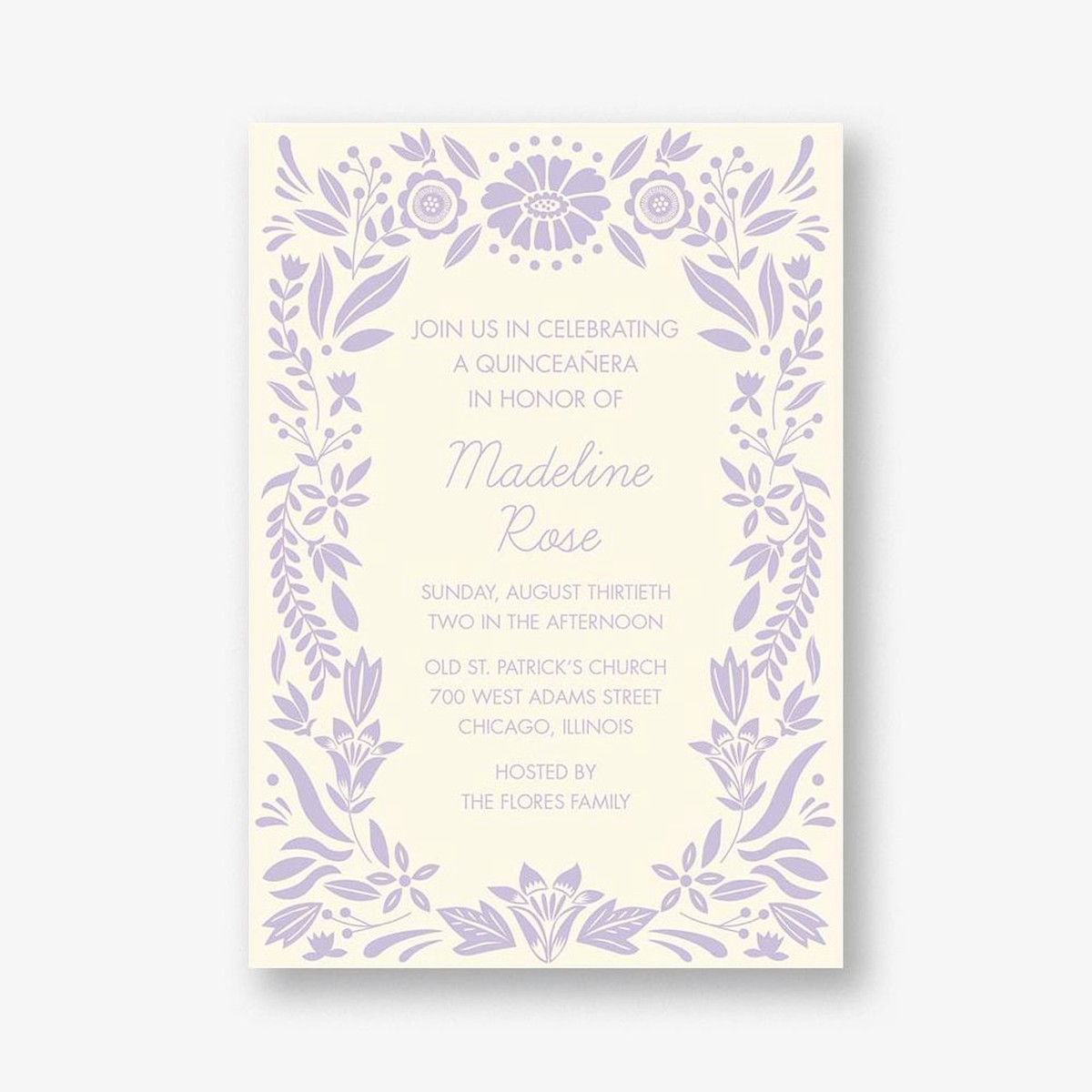 Floral Frame Quinceaera Invitation