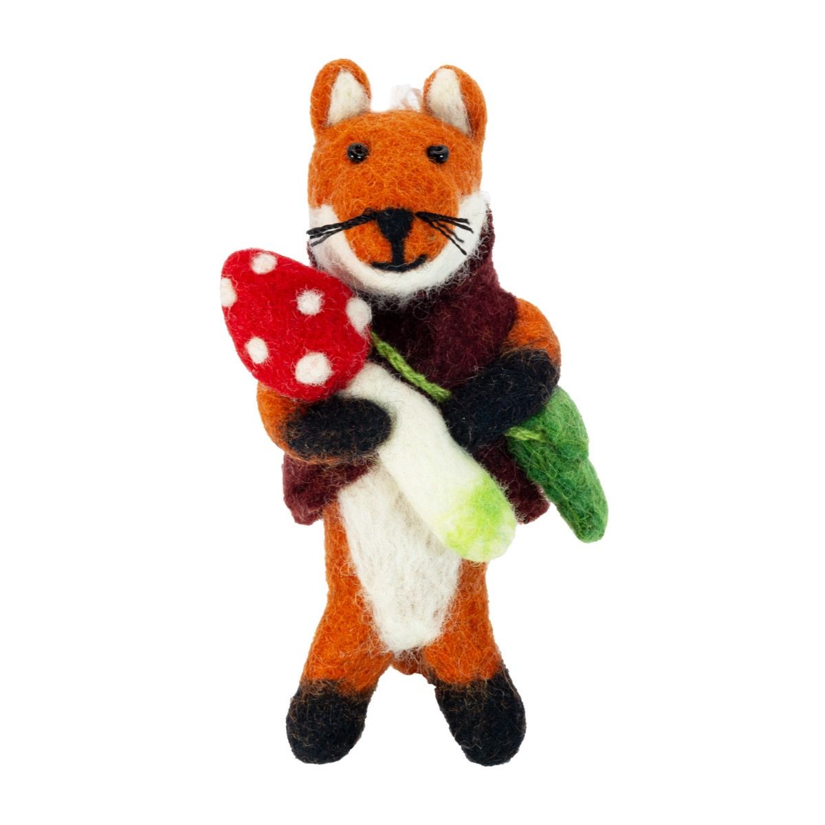 Handmade Wool Felt Foraging Fox Ornament