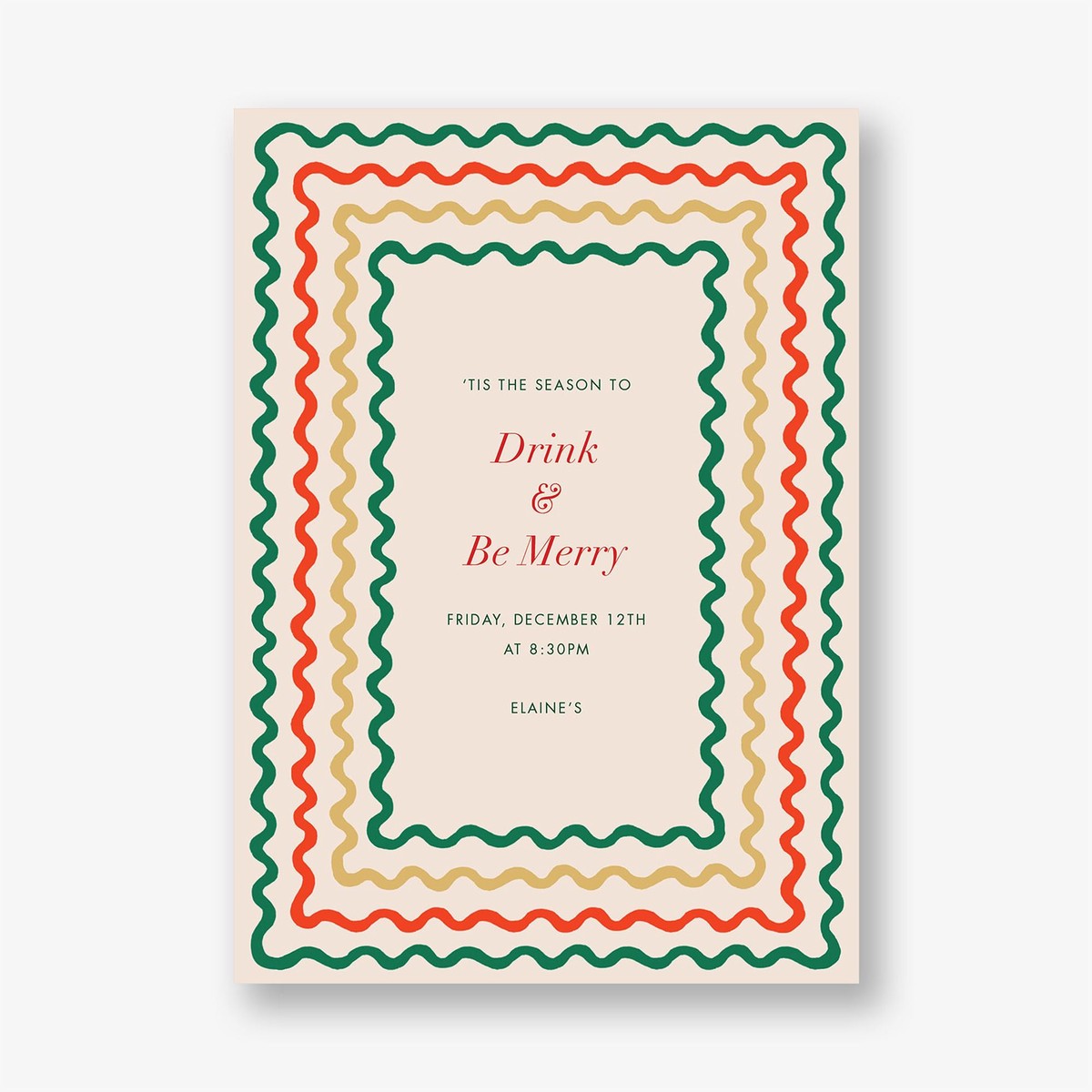 Holiday Ribbon Stripe Party Invitation