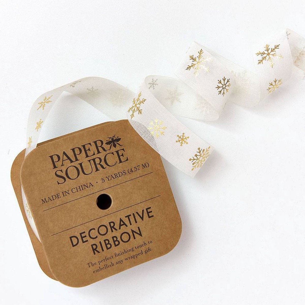 Organdy Cream Snowflake Ribbon 1″ 5YD
