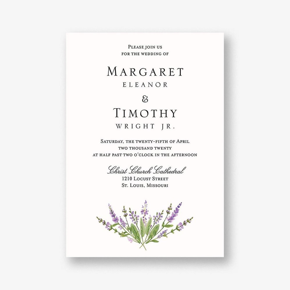 English Lavender Wedding Invitation