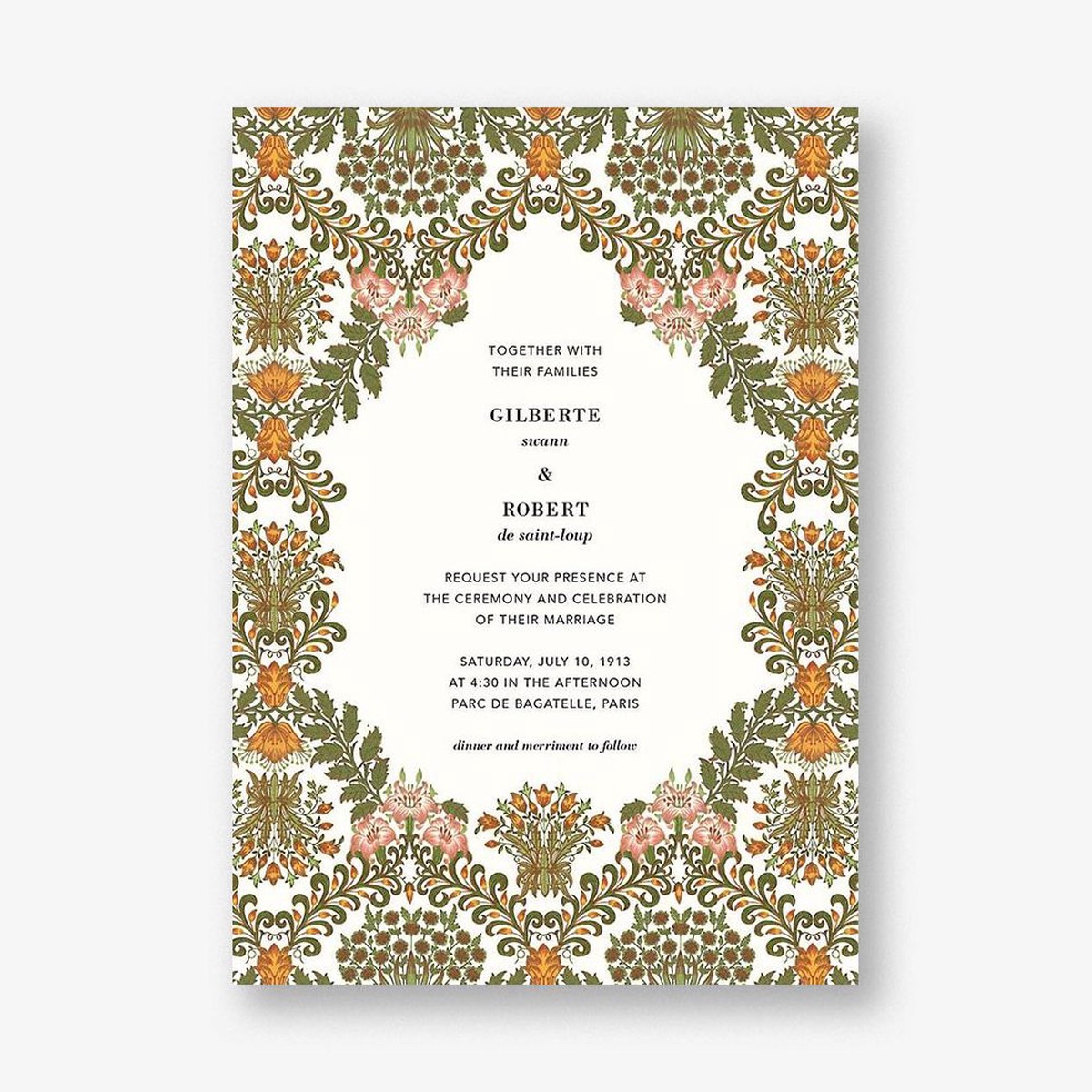 Floral Damask Wedding Invitation