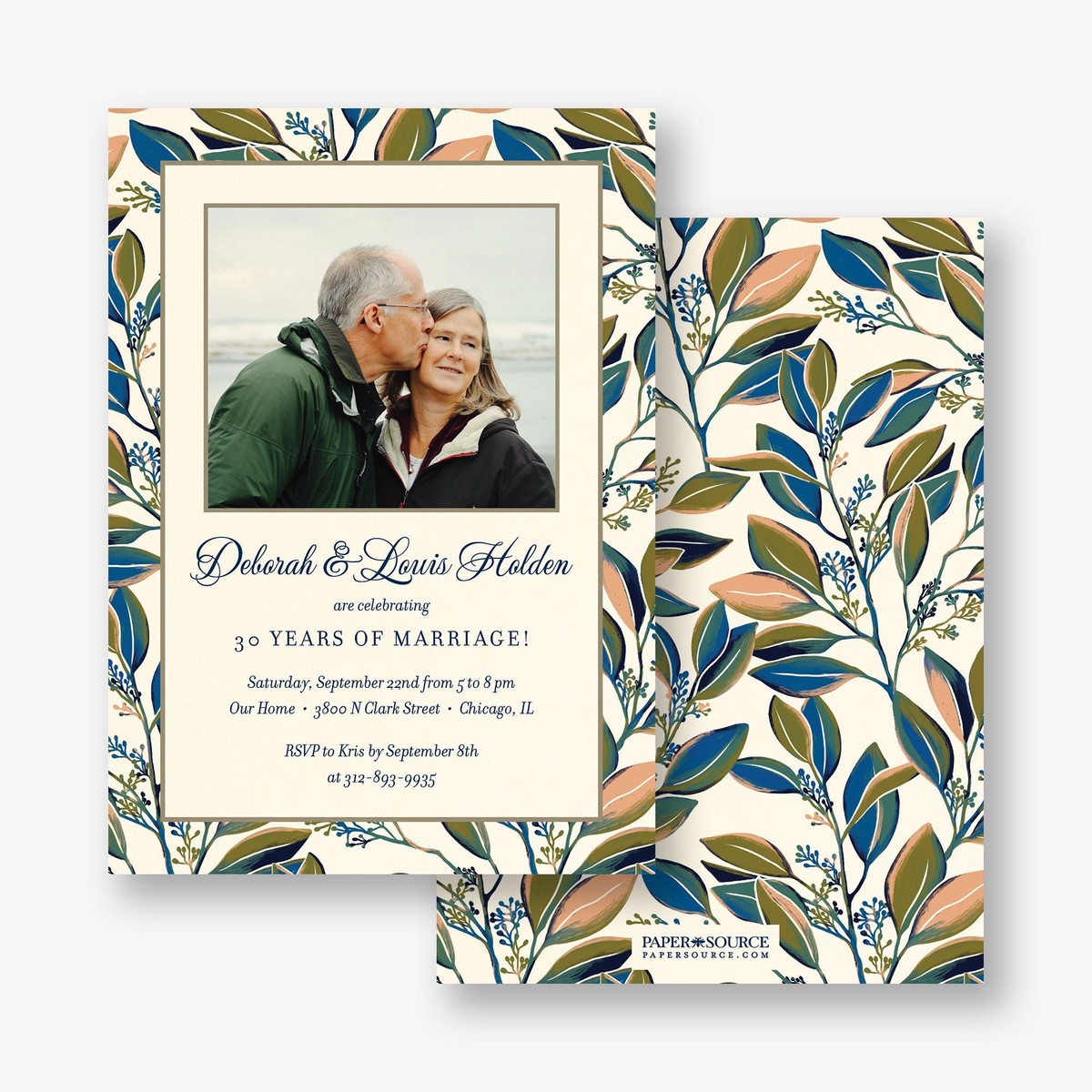 Foliage Frame Photo Anniversary Invitation