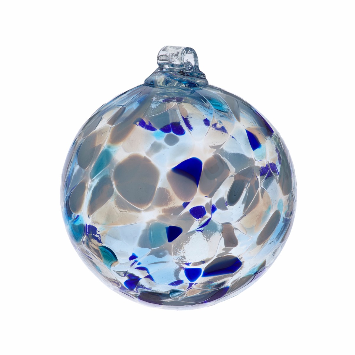 Glass Ornament: Holiday Calico Blues