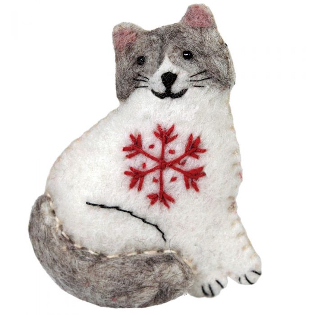 Handmade Wool Felt Ragamuffin Cat Ornament