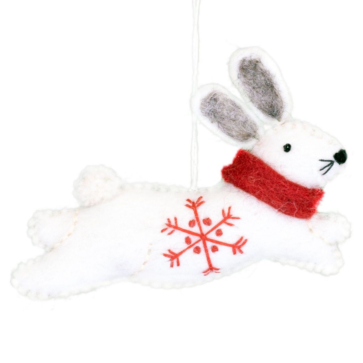 Handmade Wool Felt Snowflake Bunny Ornament