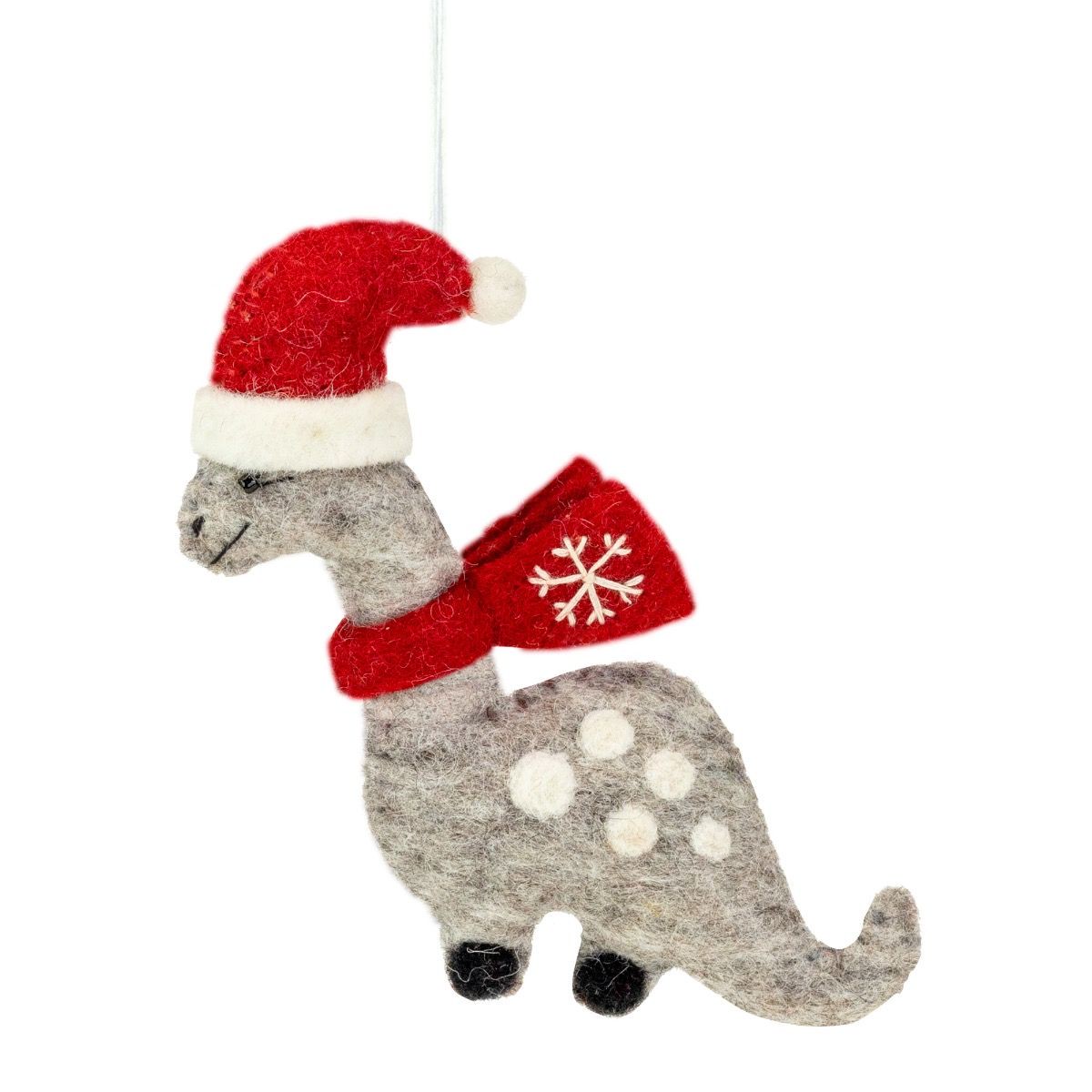 Handmade Wool Felt Snowflake Dinosaur Ornament