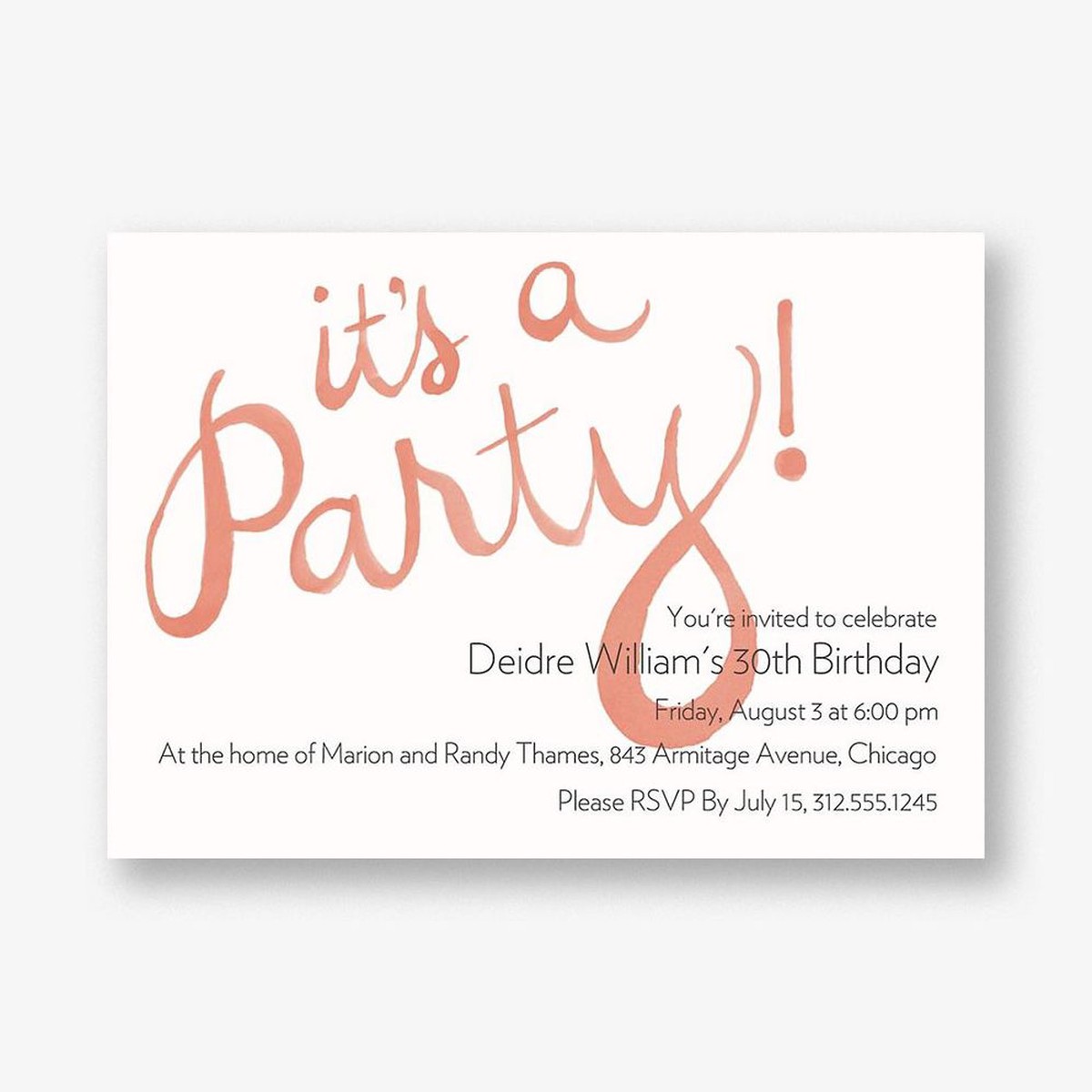 It’s A Party Watercolor Invitation