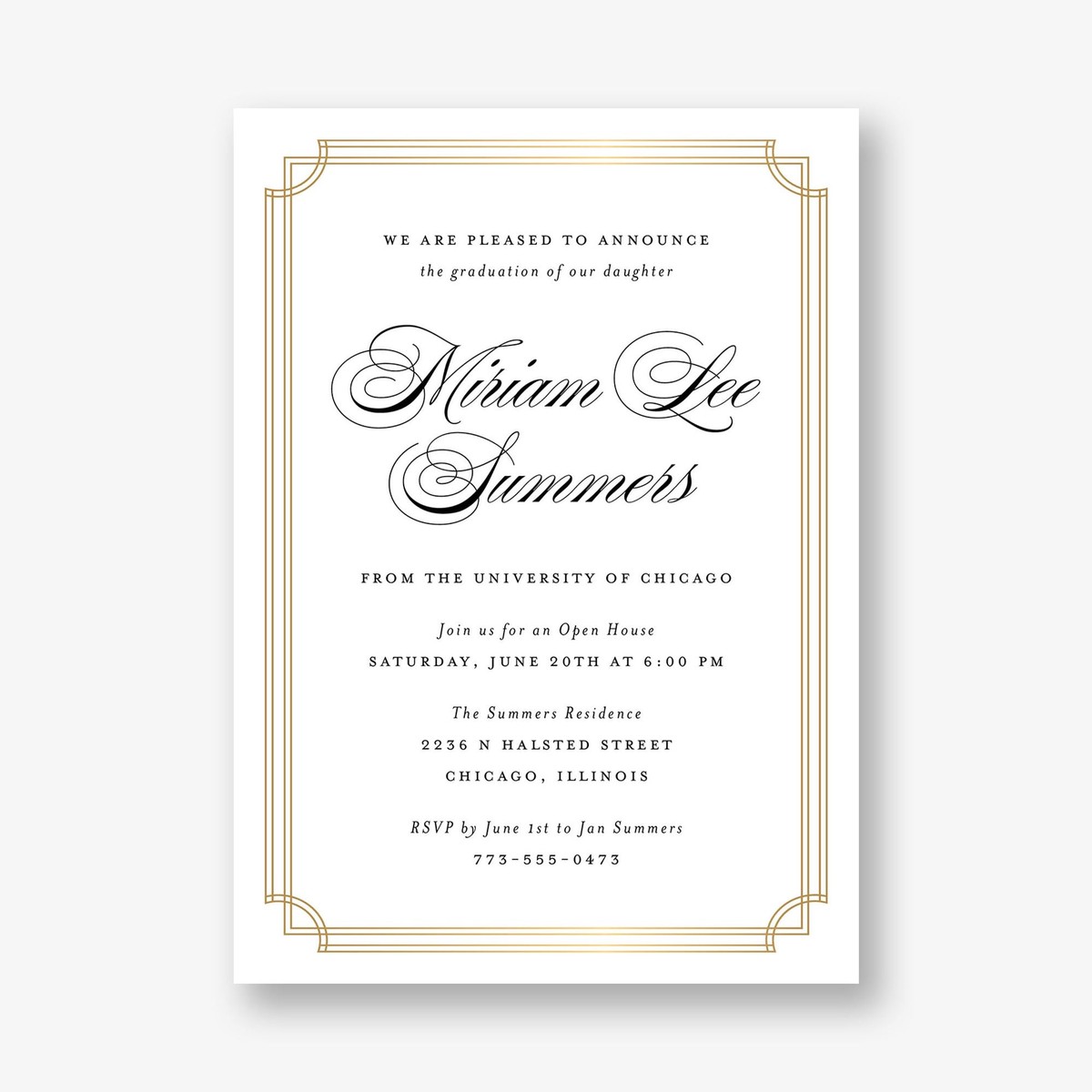 Notched Border Foil Graduation Invitation