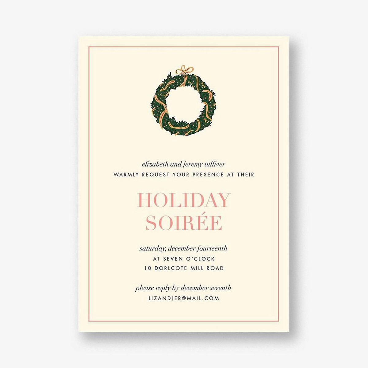 Colorful Wreaths Holiday Party Invitation