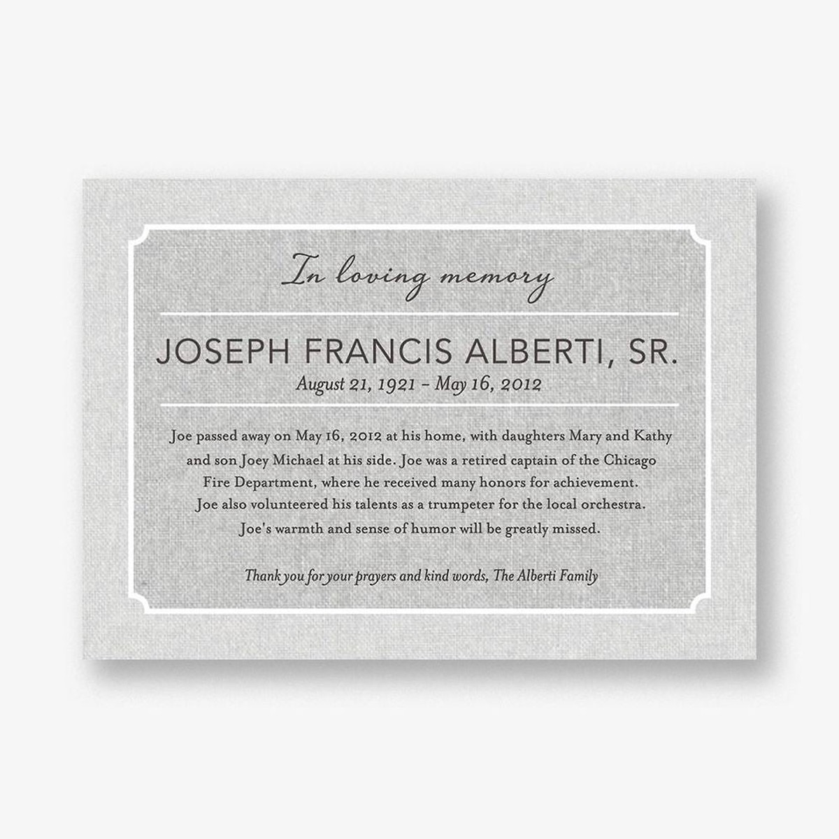 In Loving Memory Memorial Invitation