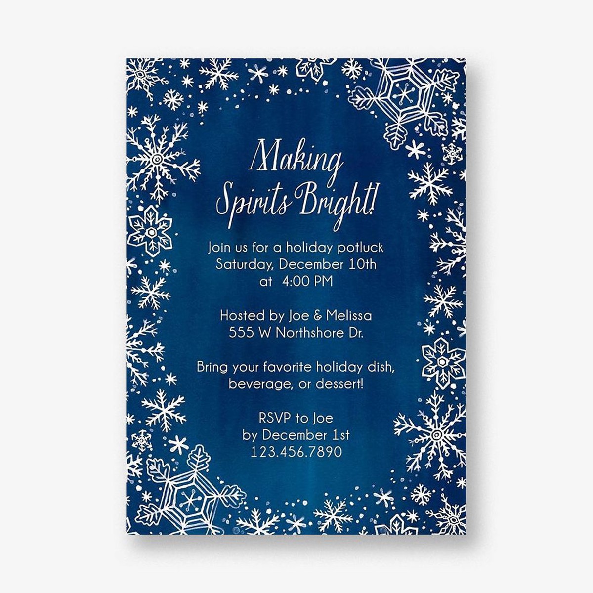 Painted Snowflakes Holiday Party Invitation