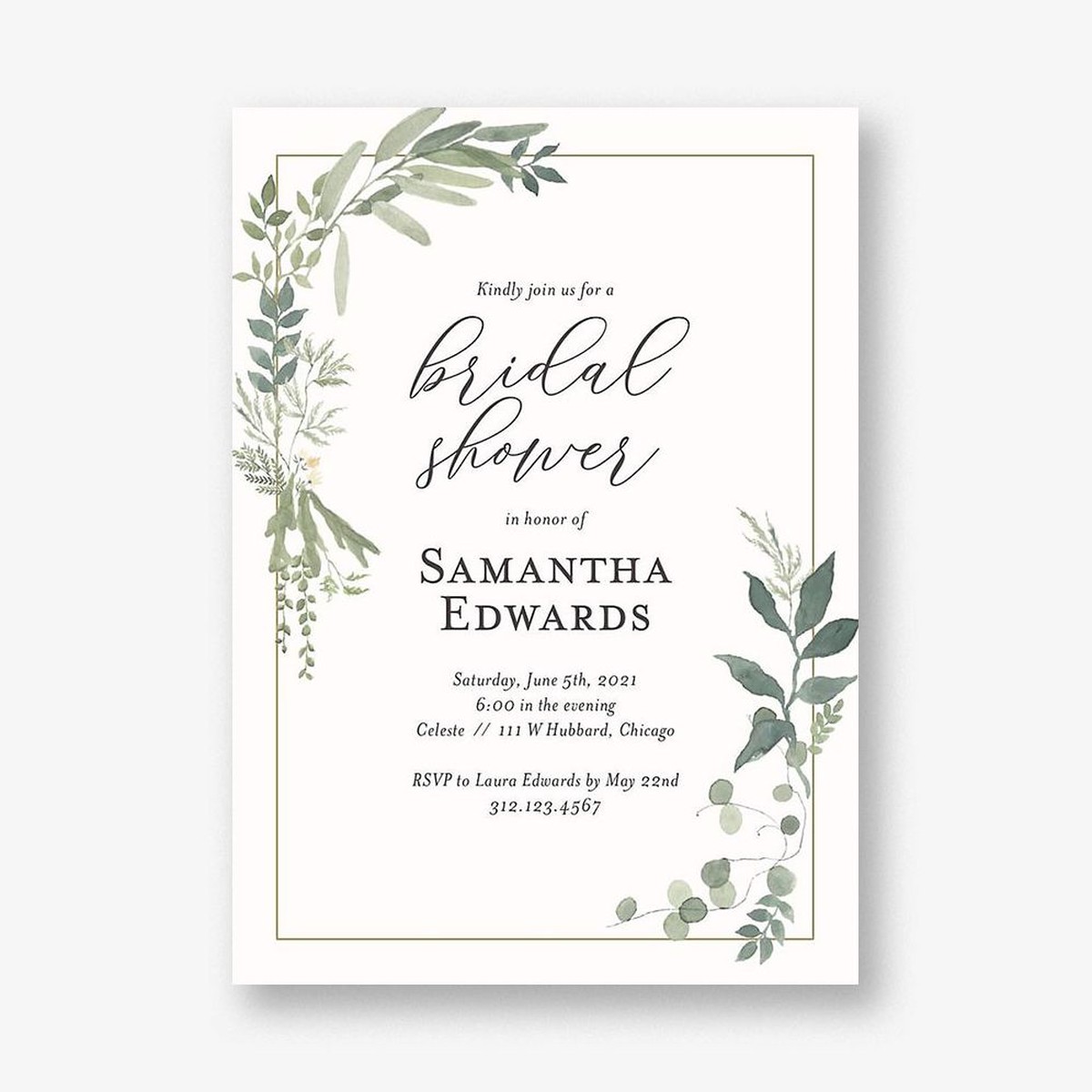 Verdant Wreath Bridal Shower Invitation