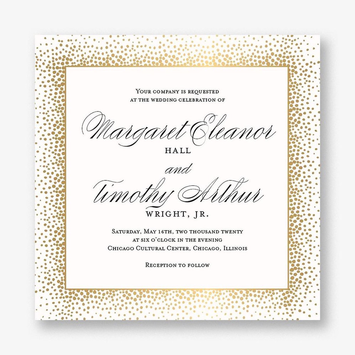 Champagne Border Wedding Invitation