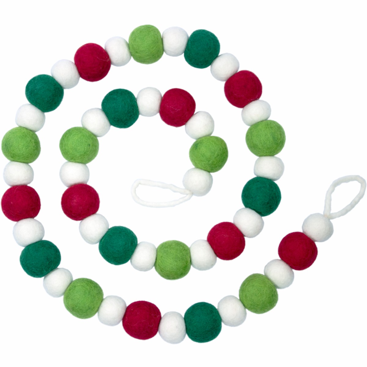 Red/Green/White Holiday Wool Felt Garland