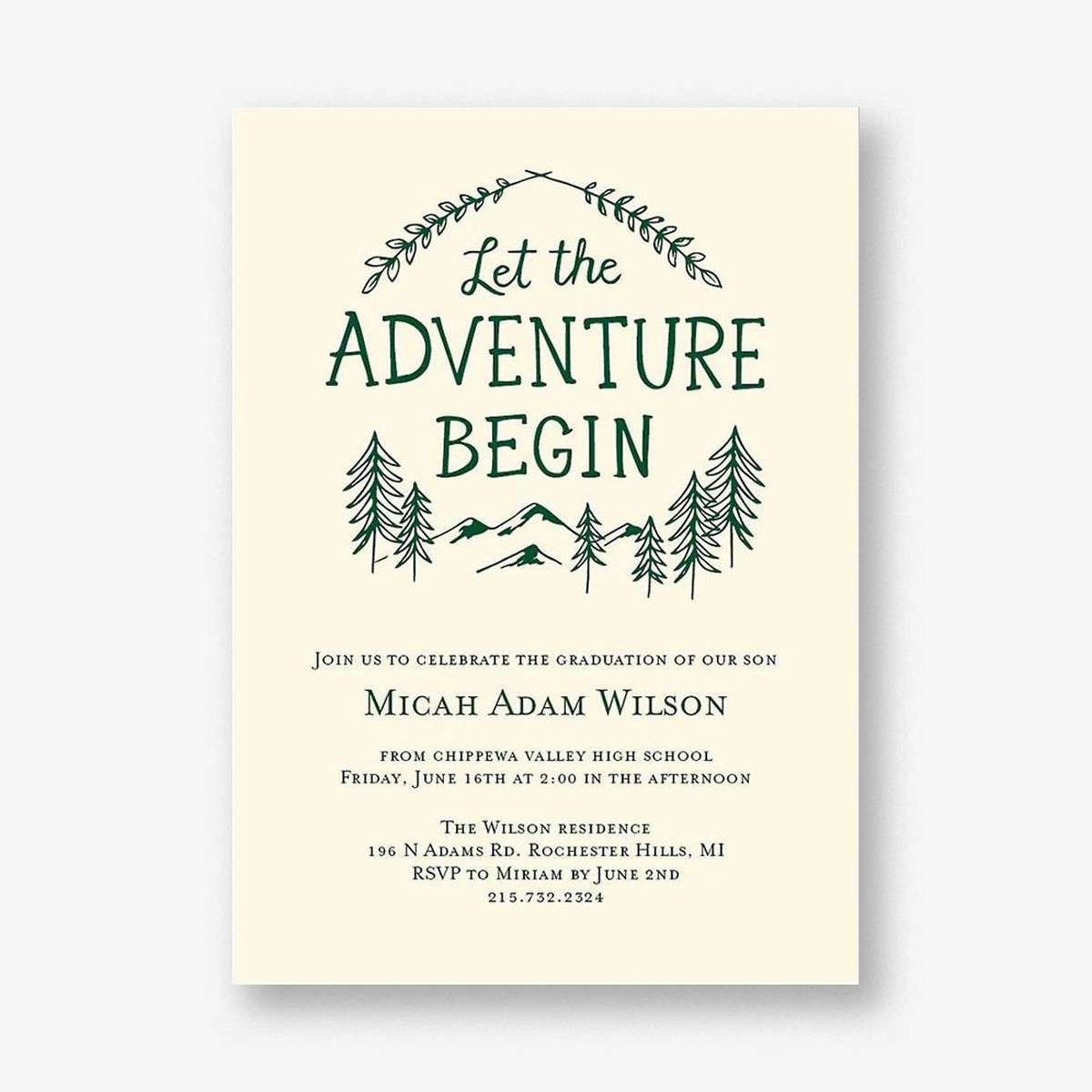 Let the Adventure Begin Graduation Invitation