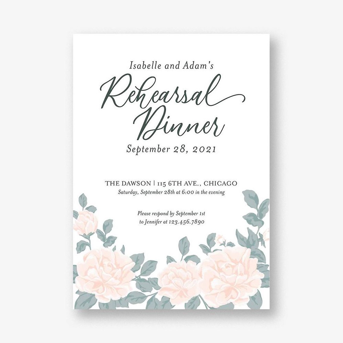 Pastel Peonies Rehearsal Dinner Invitation