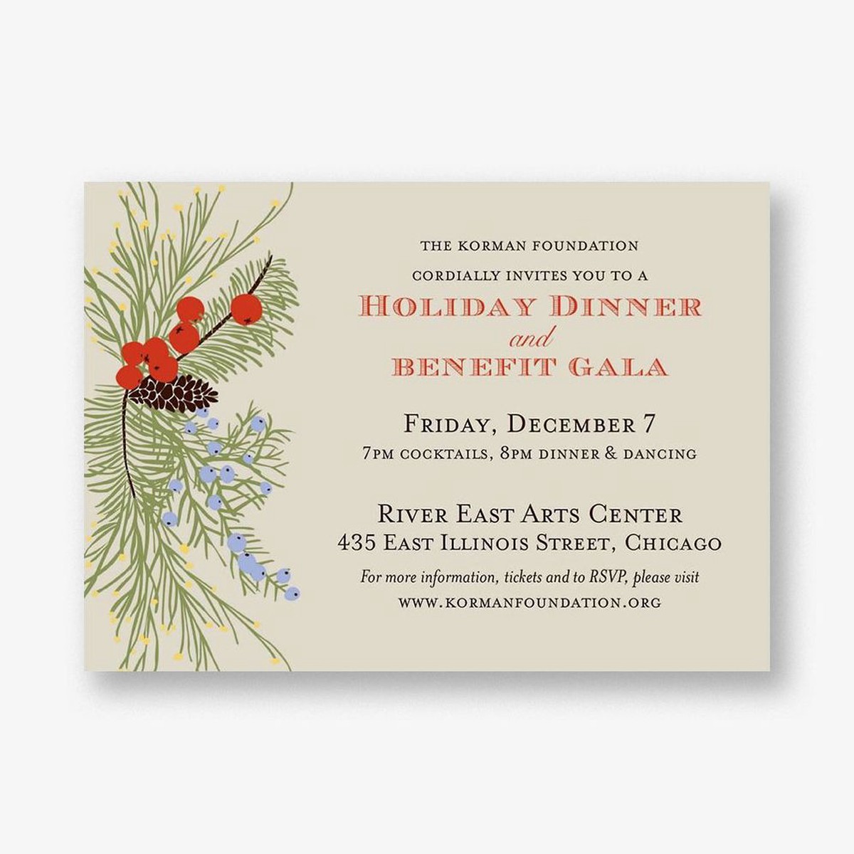 Pine Bough Holiday Party Invitation