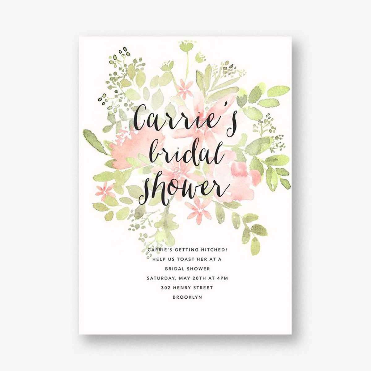 Pressed Blossoms Bridal Shower Invitation